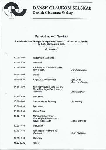 1995 - Første møde 09.09.1995 Program